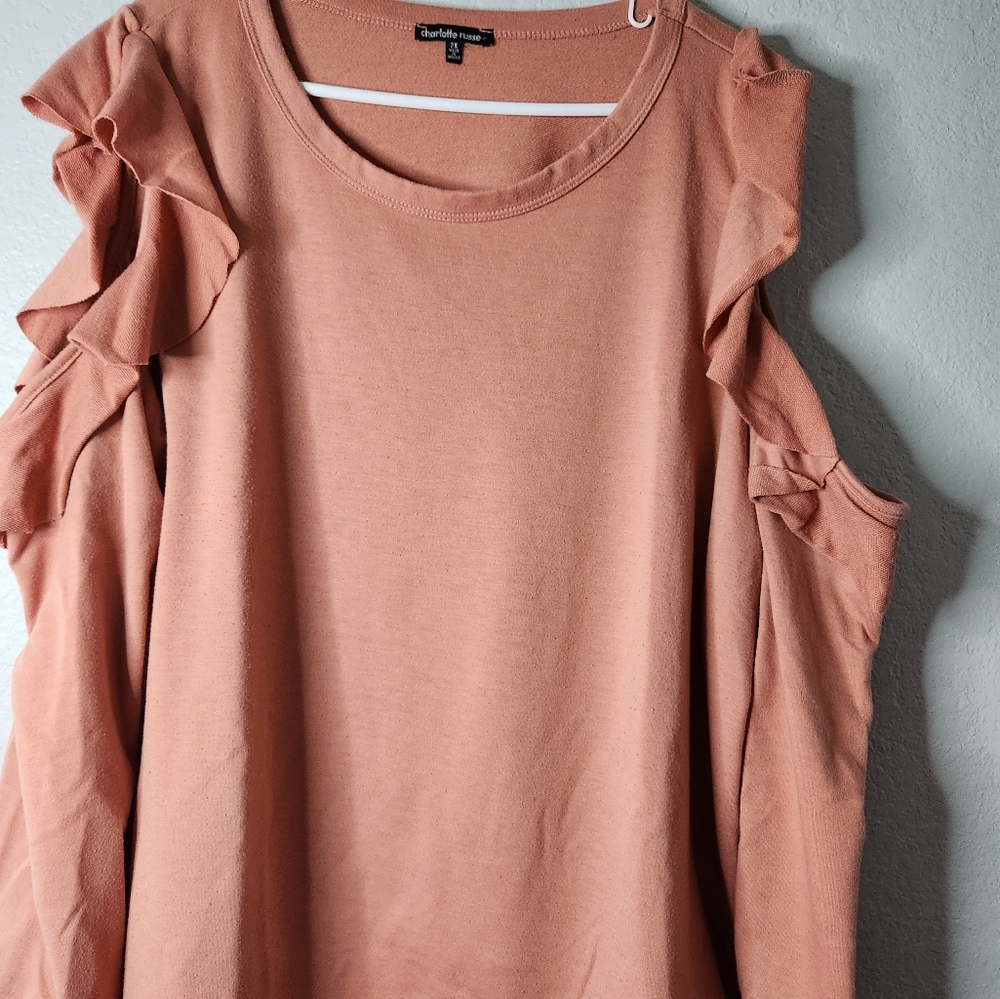 Plus size cold shoulder top